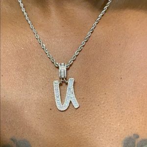 Letter U Bling Necklace